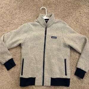 Patagonia Cream Nuby Zip Sweatshirt with Navy Details